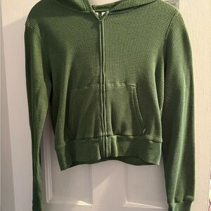 💫SOLD 💫NWOT TNA Green Waffle Knit Zip-Up Hoodie